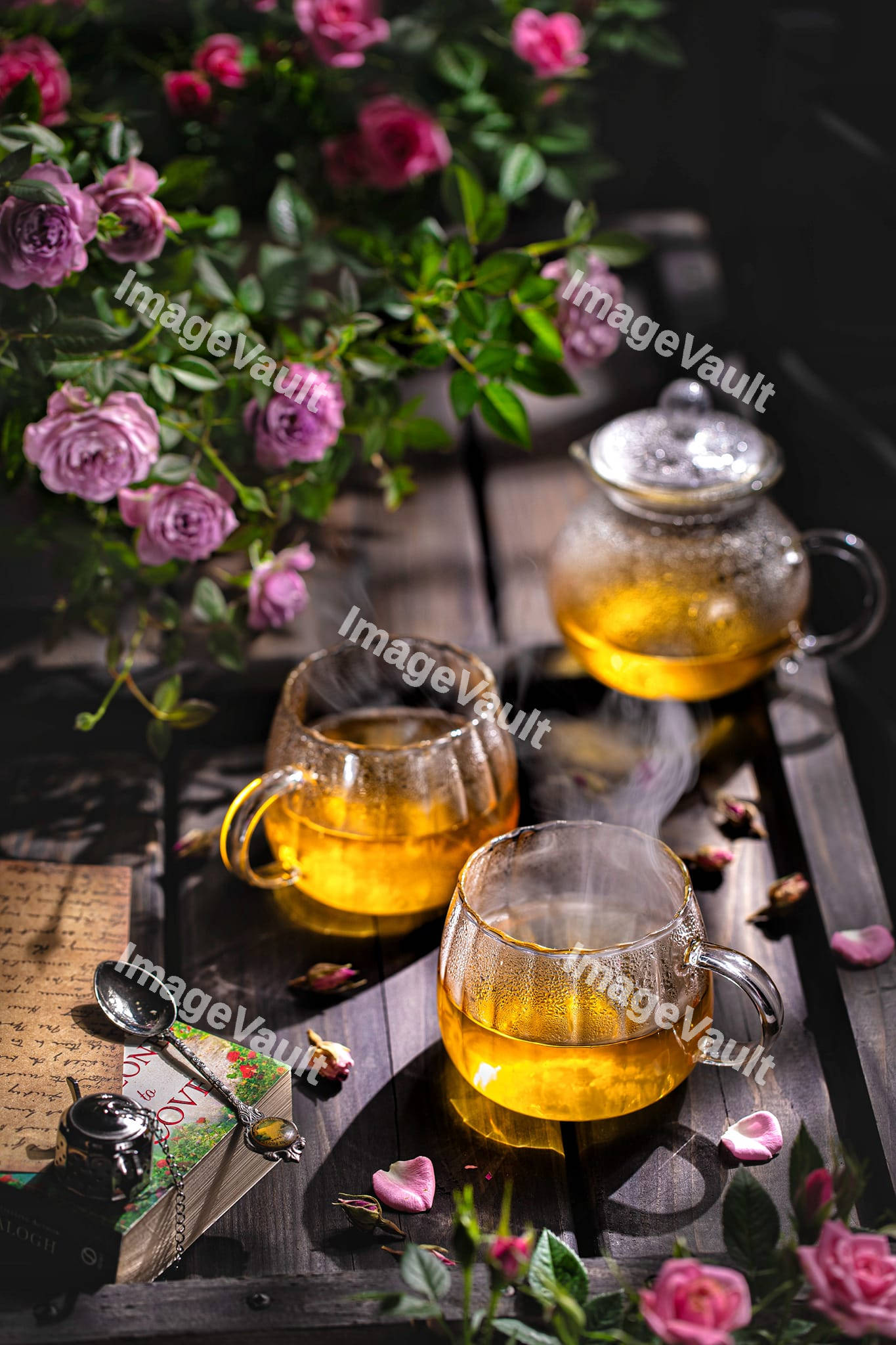 Tea set on table